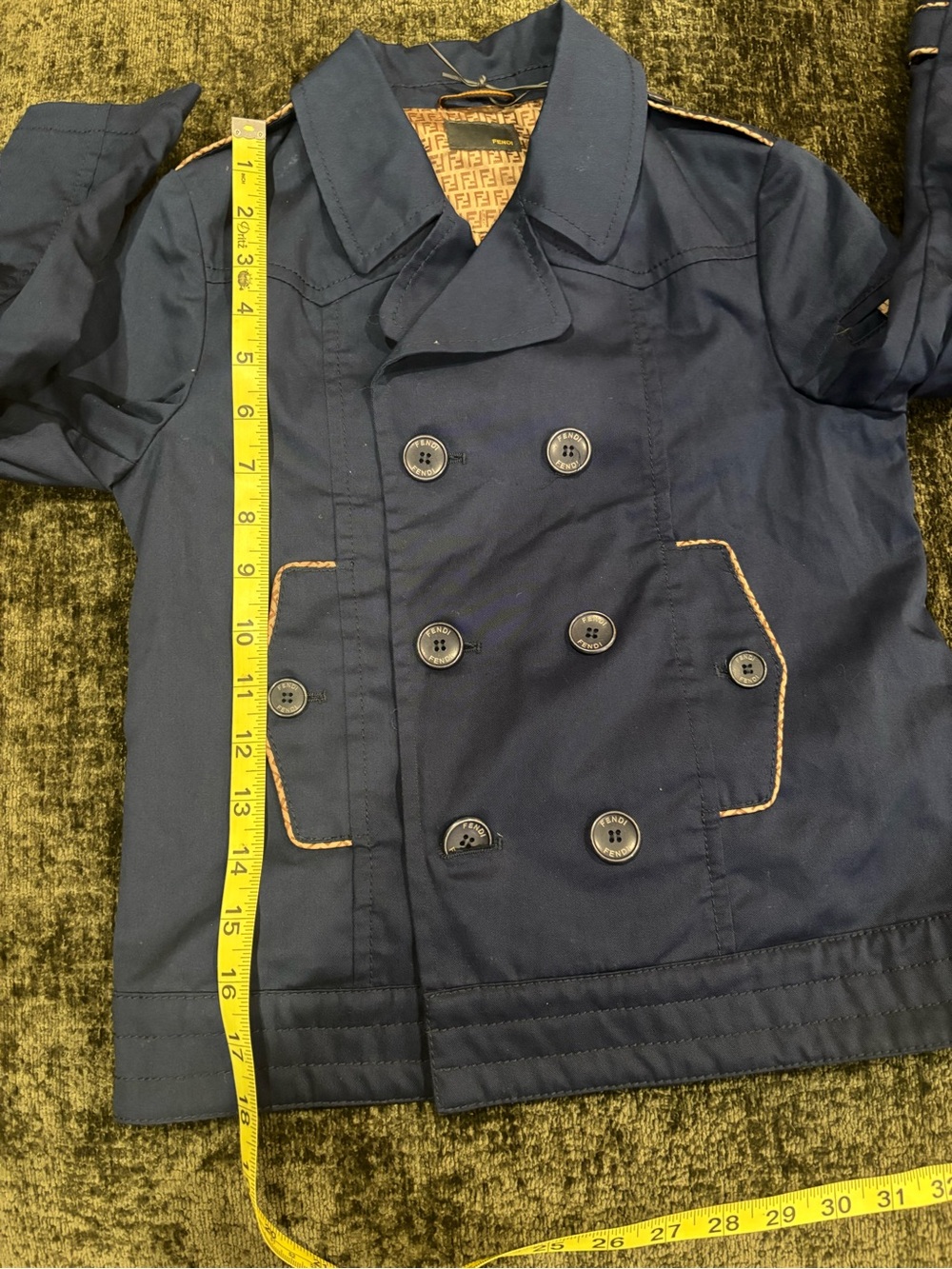 NWT Fendi Girls Navy Blue Double Breasted Jacket With FENDI logo On Trim 6A - Picture 13 of 13